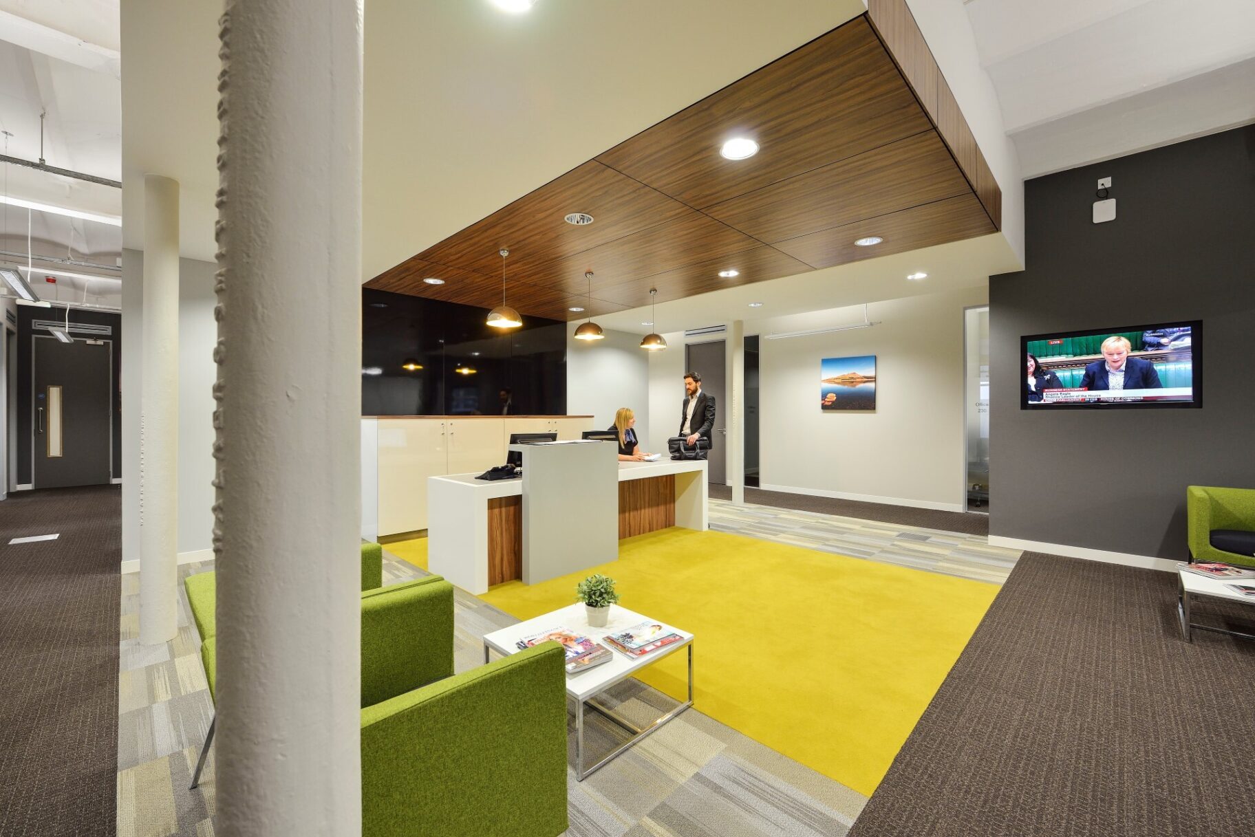 A company reception area at Lowry Mill