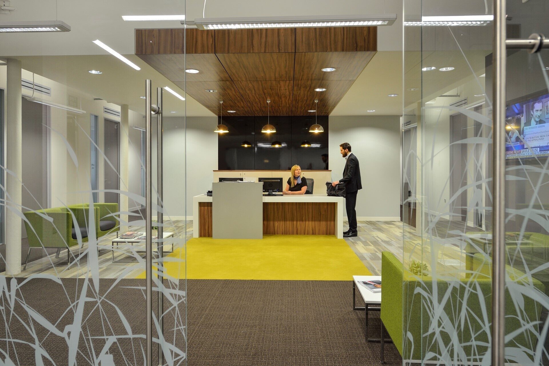 An office reception area at Lowry Mill