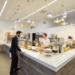 A customer being served at the Lowry Mill canteen